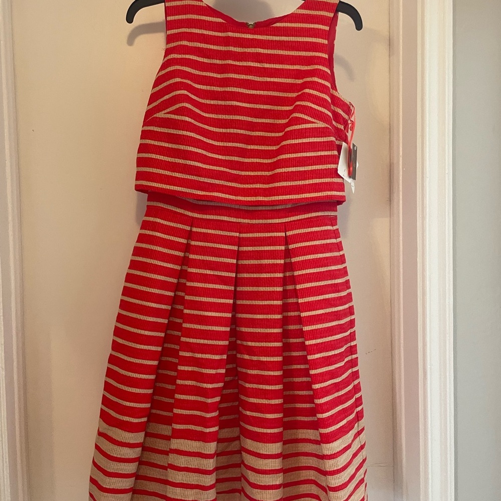 Just...Taylor Red and White Sleeveless A-Line Dress